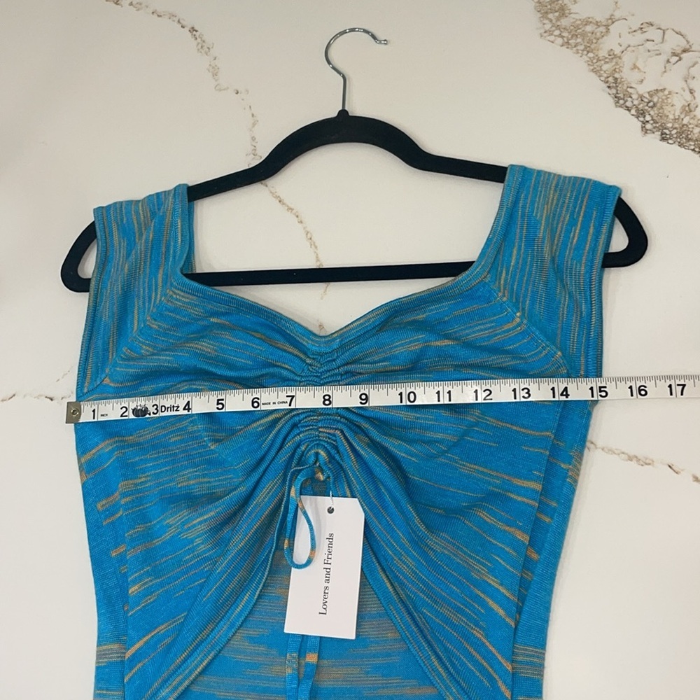 Lovers + Friends NWT Blue Ruched Cutout Knit Maxi Dress Size L - Picture 5 of 7